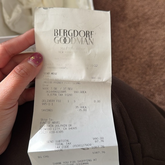 J’adior pointy flat nude 7.5 - Picture 7 of 9